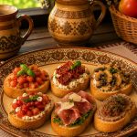 Descoperă Bruschetele Mixte de la Hanul La Barieră, o selecție savuroasă de bruschete pregătite pe pâine și completate cu somon, roșii și busuioc. Un aperitiv gustos și aromat, potrivit pentru cei care apreciază combinațiile echilibrate și preparatele inspirate din bucătăria tradițională și modernă.