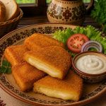 Savurează cașcavalul pane, un preparat gustos și crocant, cu o crustă rumenită la exterior și o textură delicioasă, fragedă și cremoasă la interior. Este alegerea potrivită pentru cei care iubesc preparatele calde, simple și savuroase.