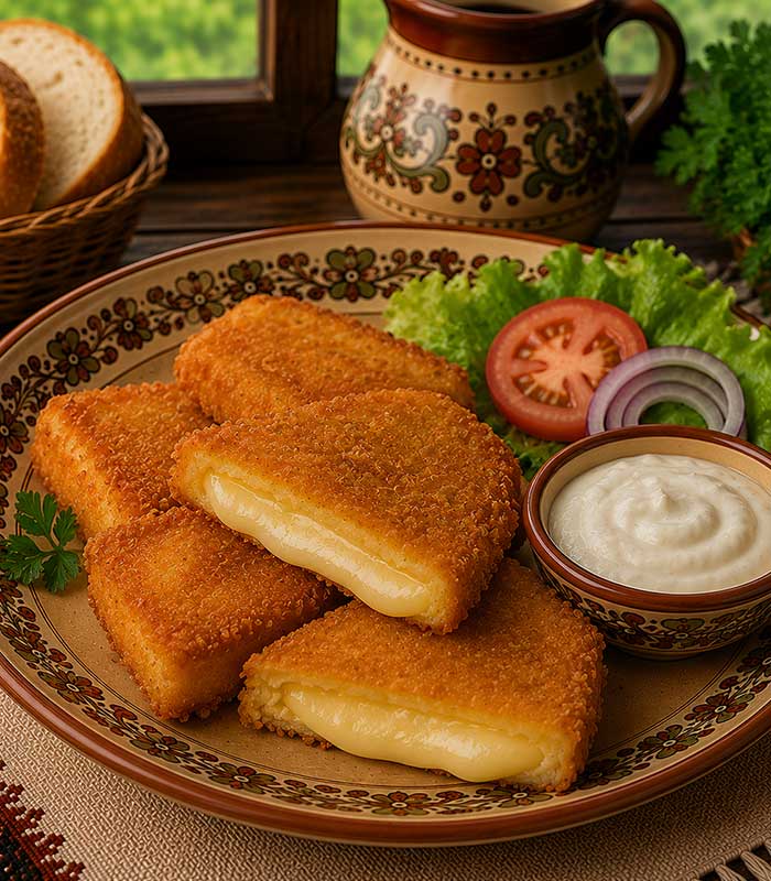cascaval-pane Savurează cașcavalul pane, un preparat gustos și crocant, cu o crustă rumenită la exterior și o textură delicioasă, fragedă și cremoasă la interior. Este alegerea potrivită pentru cei care iubesc preparatele calde, simple și savuroase.
