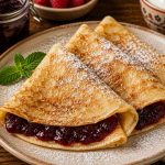 Savurează clătitele cu dulceață, un desert clasic și îndrăgit, pregătit pentru iubitorii gusturilor simple și autentice. Clătitele fine și rumenite sunt completate cu dulceață aromată, pentru o combinație plăcută de texturi și savoare.