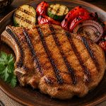 Savurează cotletul de porc la grătar, un preparat gustos și consistent, apreciat pentru carnea fragedă, aroma de grătar și crusta rumenită. Pregătit pentru a evidenția savoarea naturală a cărnii, cotletul de porc este alegerea potrivită pentru iubitorii preparatelor clasice și sățioase.