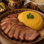 Savurează pastrama de porc cu mămăligă, un preparat tradițional și consistent, potrivit pentru iubitorii gusturilor autentice românești. Pastrama de porc este servită alături de mămăligă, într-o combinație simplă și savuroasă, perfectă pentru o masă copioasă.