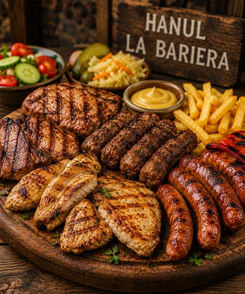 Focul încins, ingredientele de calitate și rețetele tradiționale dau naștere unor preparate pline de savoare. Specialitățile noastre la grătar sunt pregătite pe loc, pentru a oferi o experiență autentic românească, în care fiecare îmbucătură păstrează gustul simplu și autentic al hanurilor de odinioară.