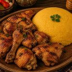Savurează gustul autentic al puiului la ceaun cu mămăligă, un preparat tradițional și consistent, perfect pentru iubitorii bucătăriei românești. Puiul, rumenit și fraged, este servit alături de mămăliguță caldă, într-o combinație simplă și savuroasă.